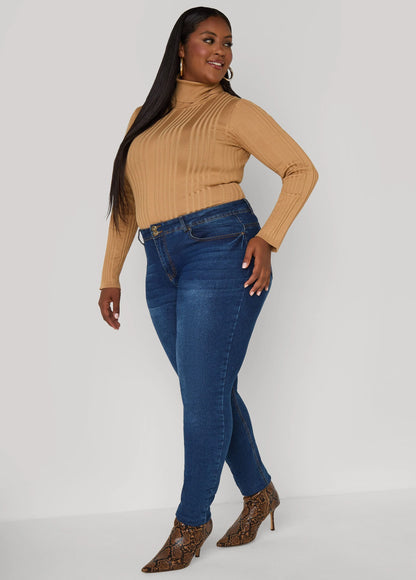 Turtleneck Ribbed Knit Sweater
