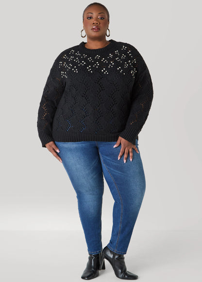 Crystal Pointelle Knit Sweater