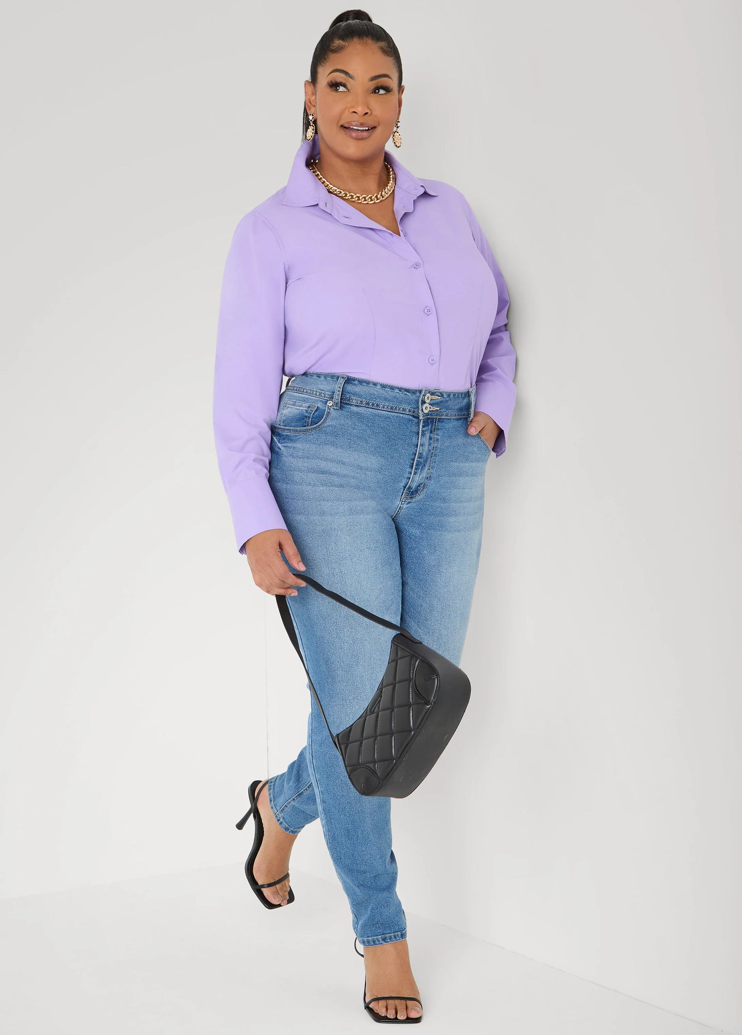 Cotton Blend Collared Shirt
