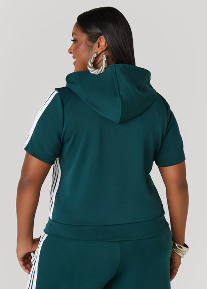 Hooded Stripe Trimmed Pullover