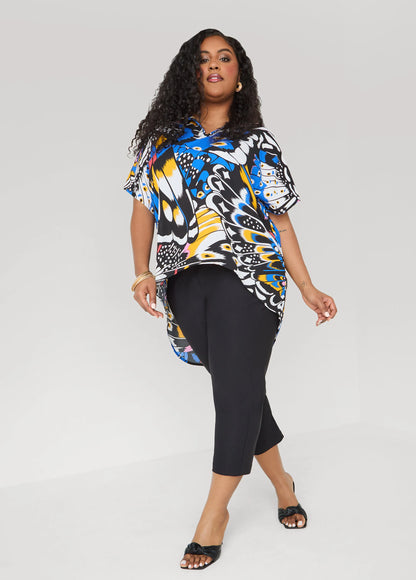 Butterfly Print Hi Low Blouse