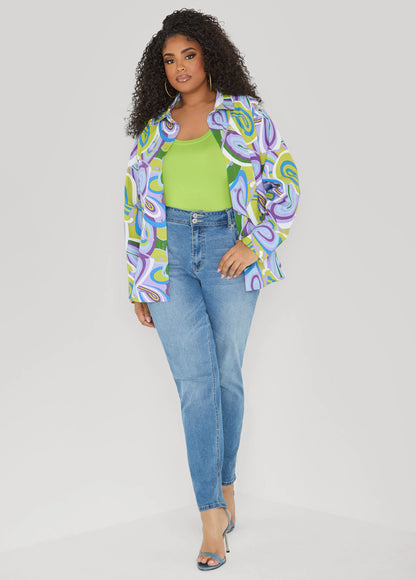 Swirl Print Collared Shirt
