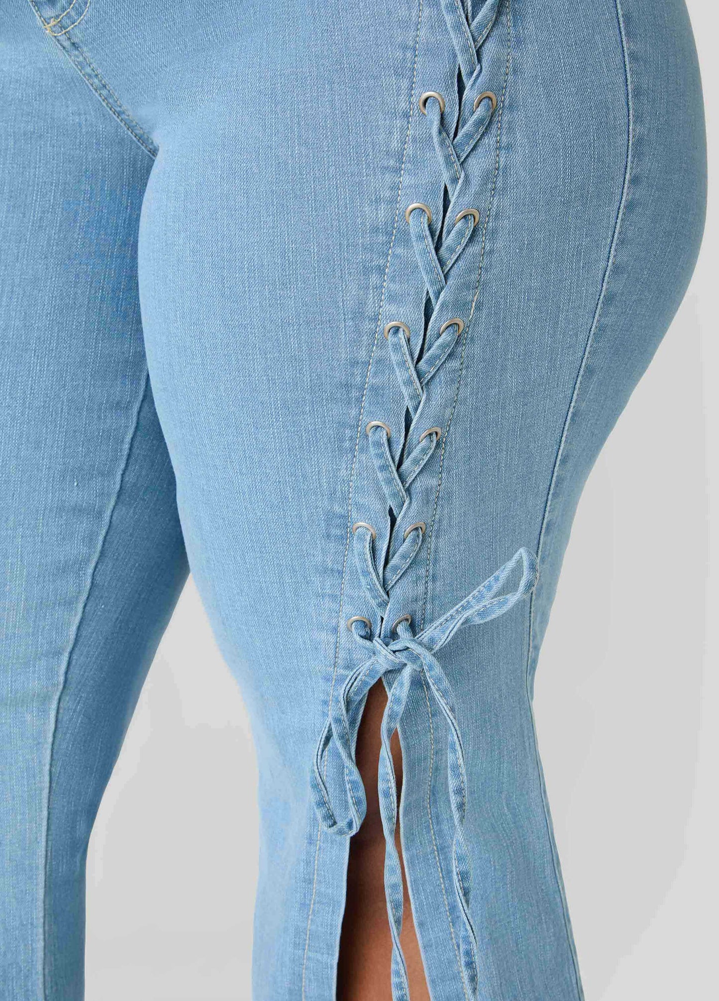 Lace Up Flared Jeans