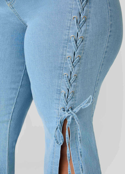 Lace Up Flared Jeans