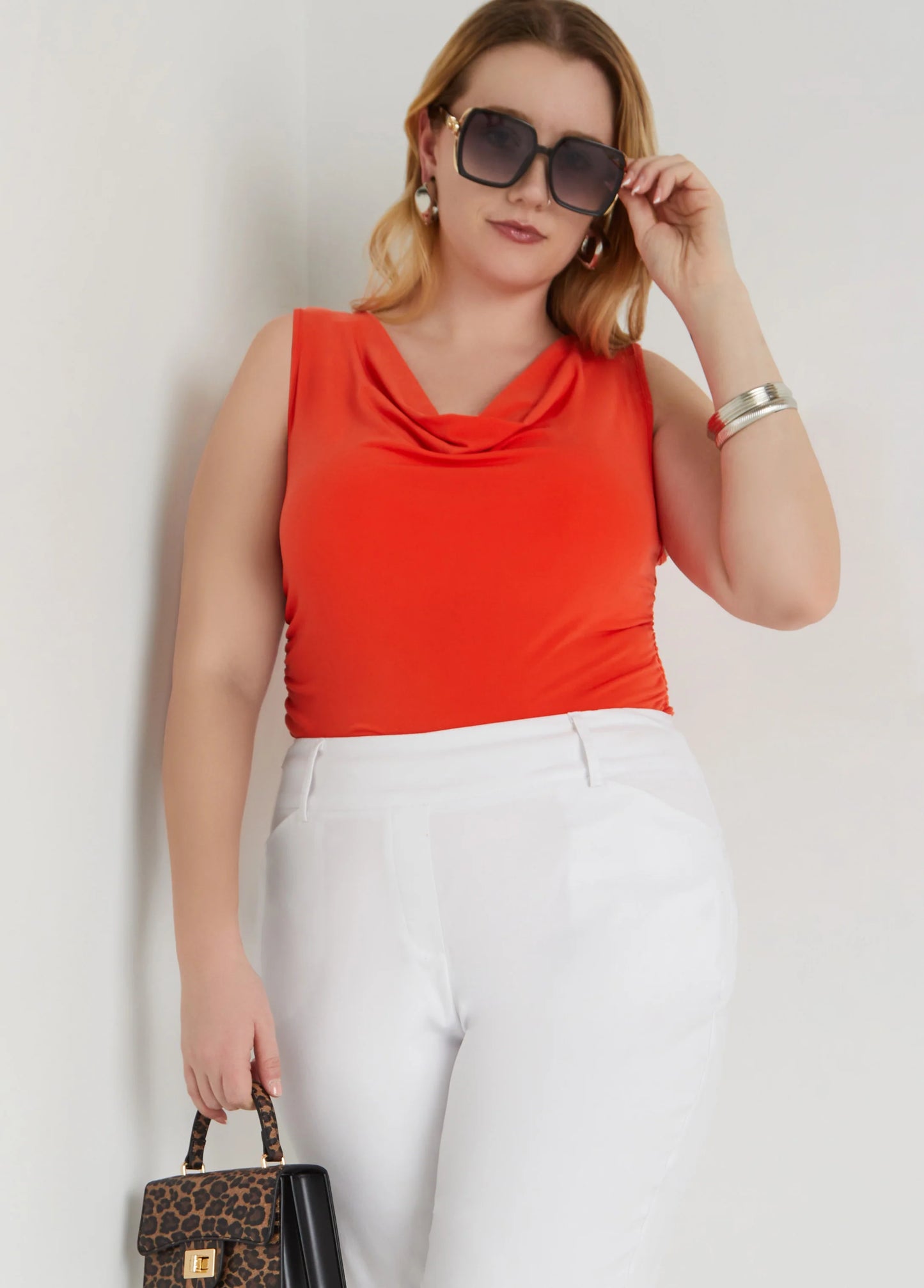 Cowl Neck Ruched Knit Top