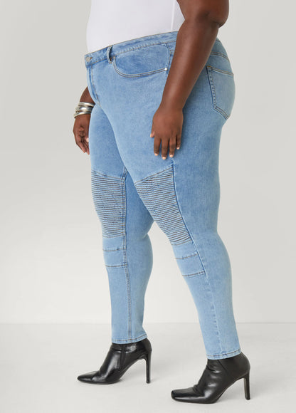 Ribbed Paneled Skinny Jeans
