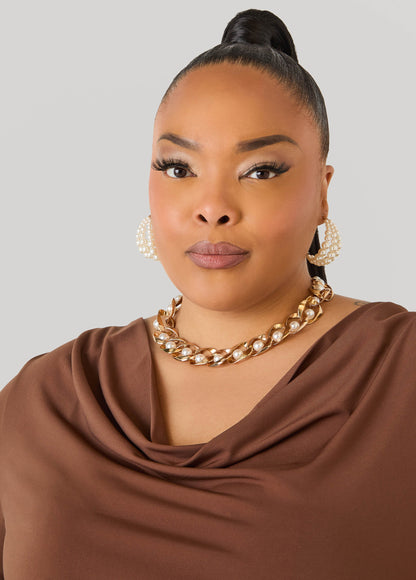 Cowl Neck Ruched Top