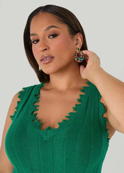 Frayed Maxi Sweater Dress