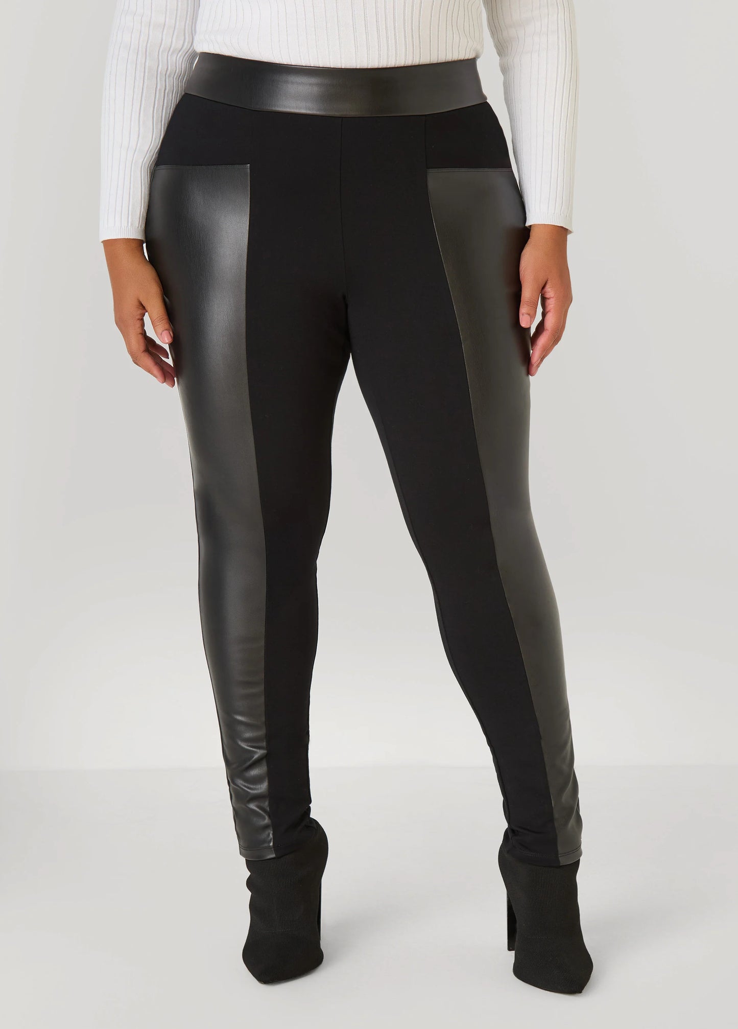 Faux Leather Paneled Leggings