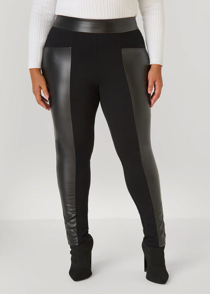 Faux Leather Paneled Leggings