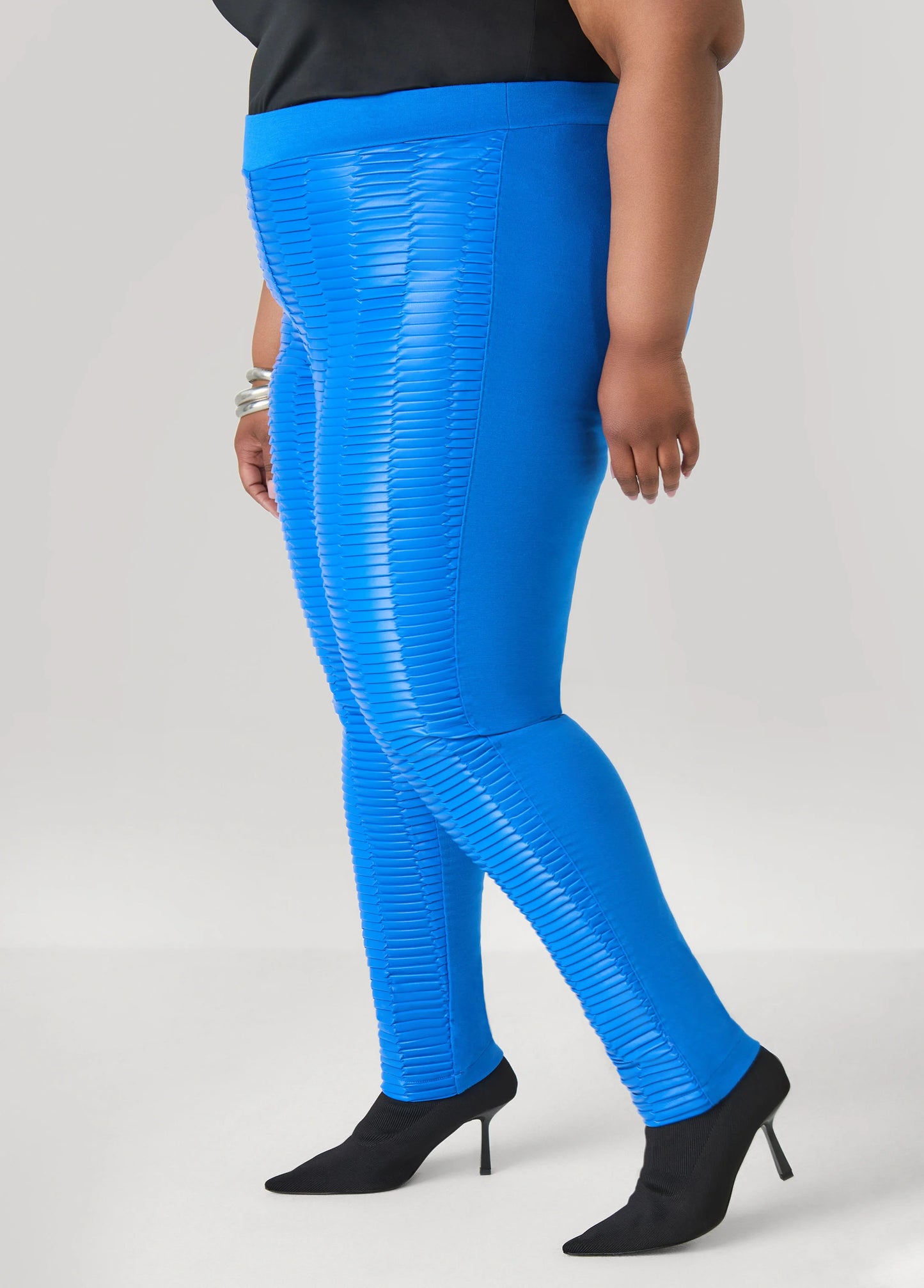 Pleated Faux Leather Ponte Leggings