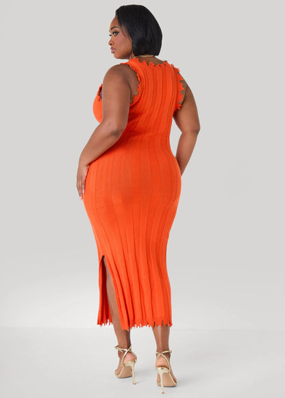 Frayed Maxi Sweater Dress