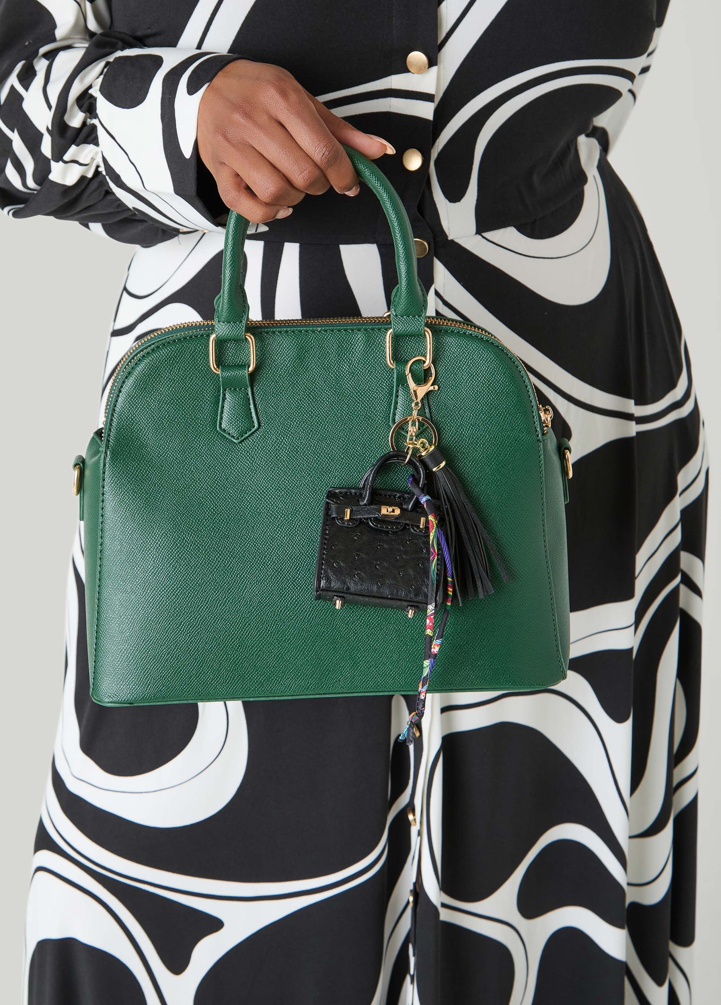 Tasseled Ostrich Effect Bag Charm