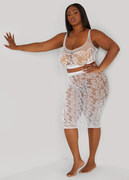 Two Piece Lace Lingerie Skirt Set