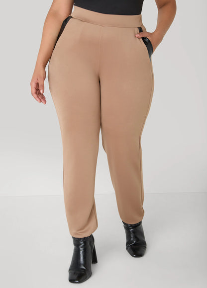 Faux Leather Paneled Joggers