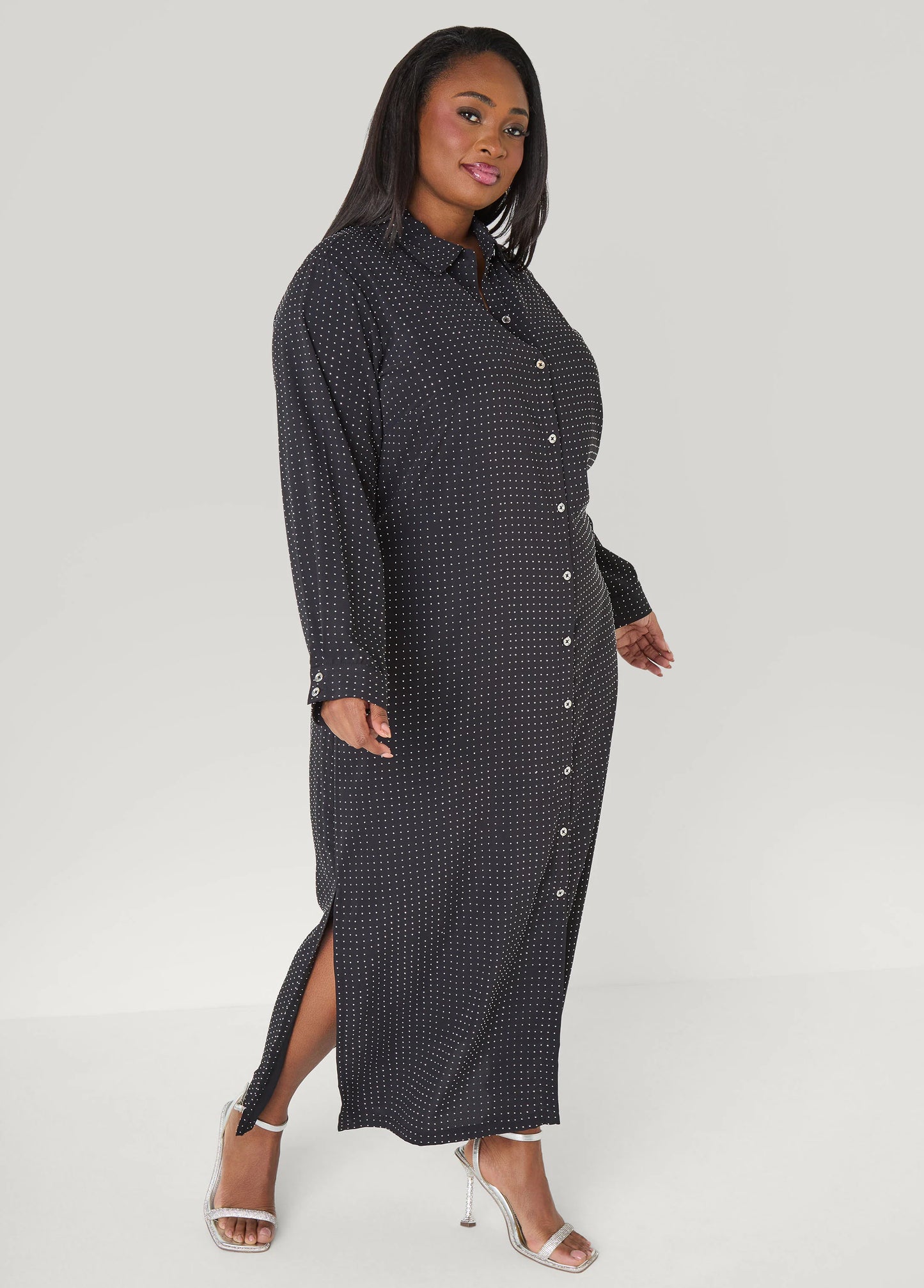 Studded Maxi Shirtdress