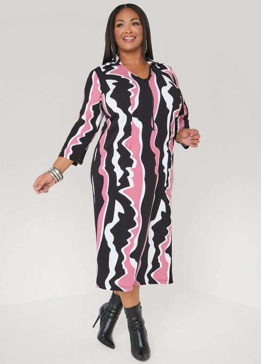 Wavy Print Midaxi Dress