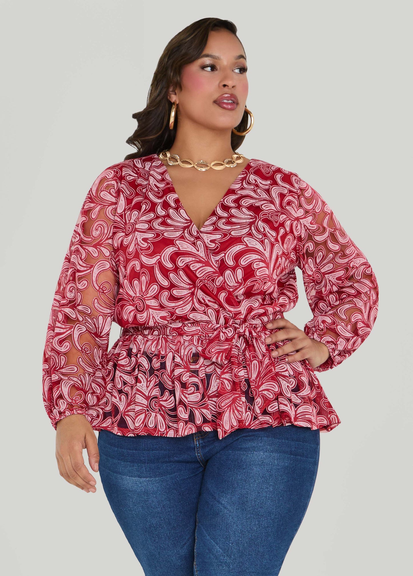 Paisley Faux Wrap Top