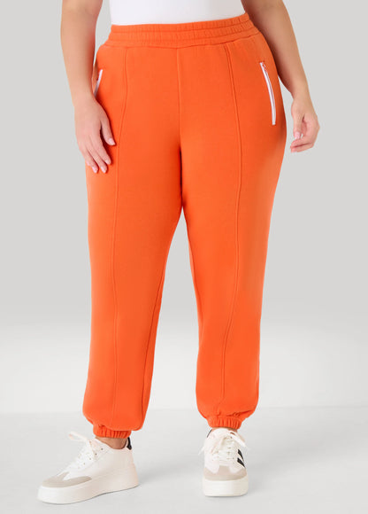 Mid Rise Piped Fleece Joggers