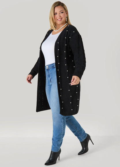Faux Pearl Chenille Cardigan