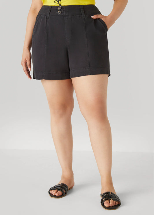 Button Front Denim Shorts