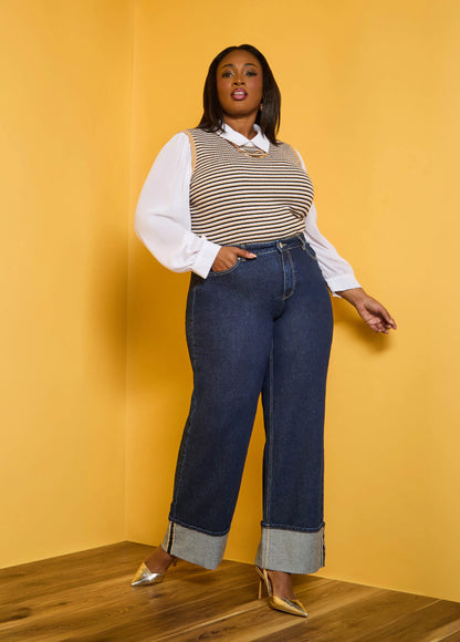 Paneled Striped Sweater