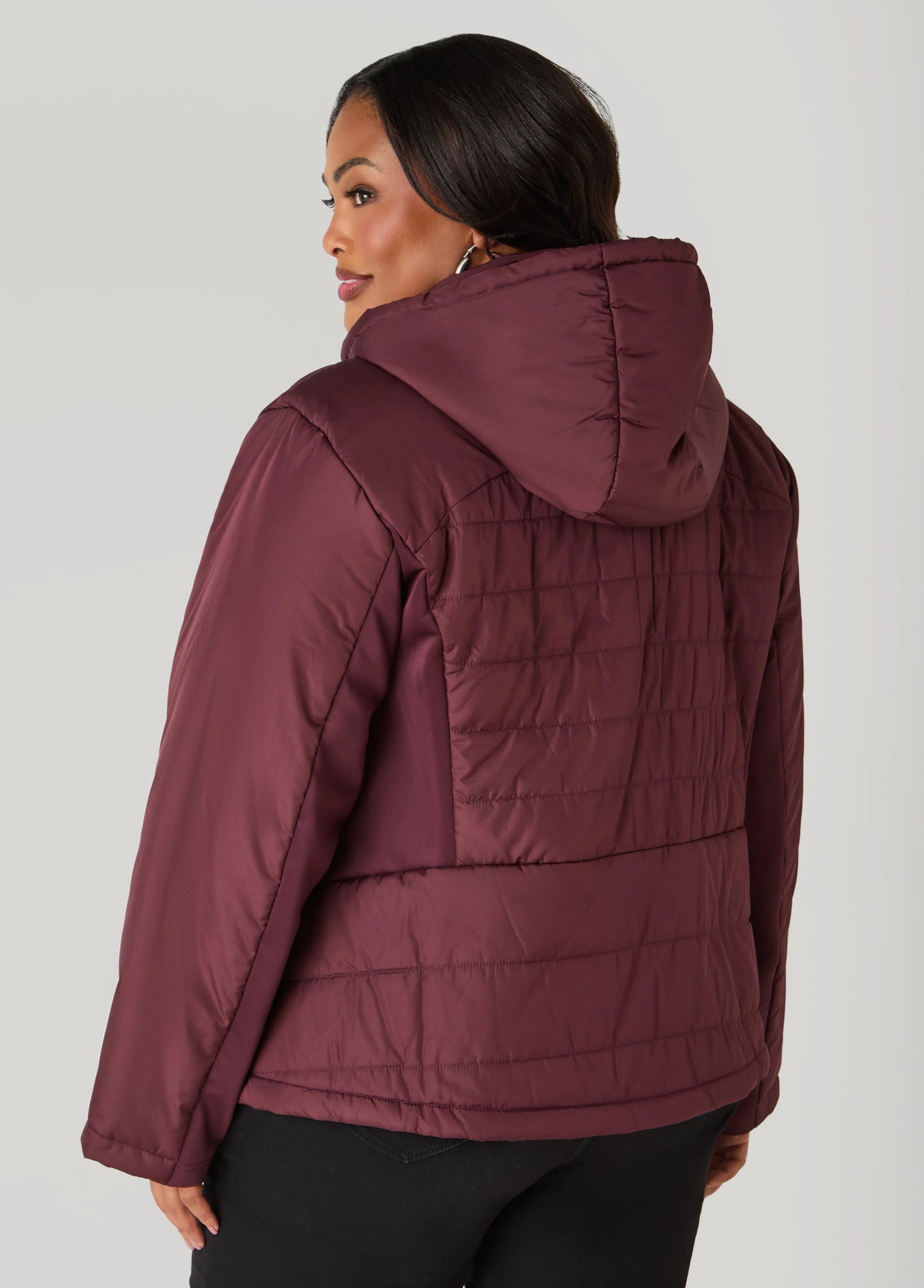 Knit Paneled Hooded Jacket
