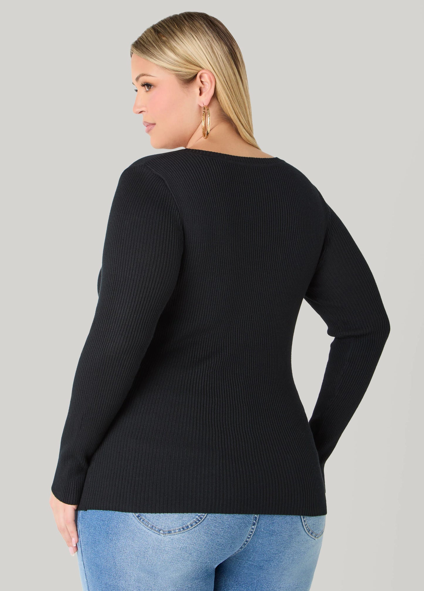 Ribbed Scoop Neck Sweater