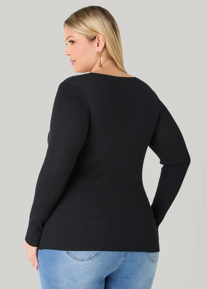 Ribbed Scoop Neck Sweater