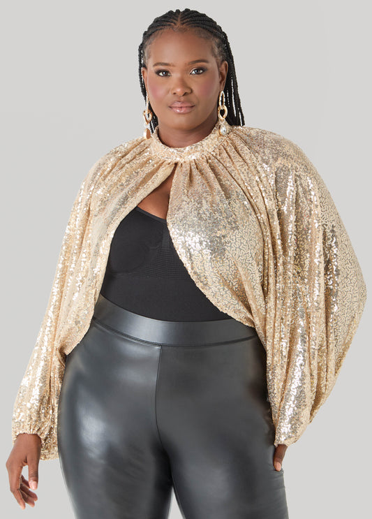 Sequined Mesh Shrug