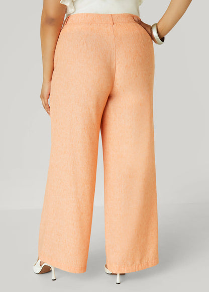 Patch Pocket Slub Wide Leg Pants