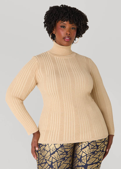 Ribbed Lurex™ Turtleneck Sweater