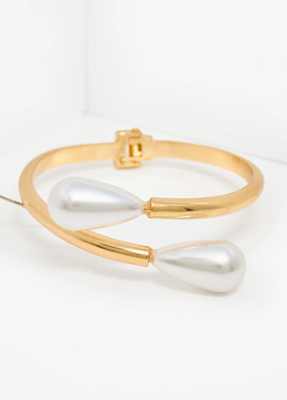 Faux Pearl Hinge Cuff