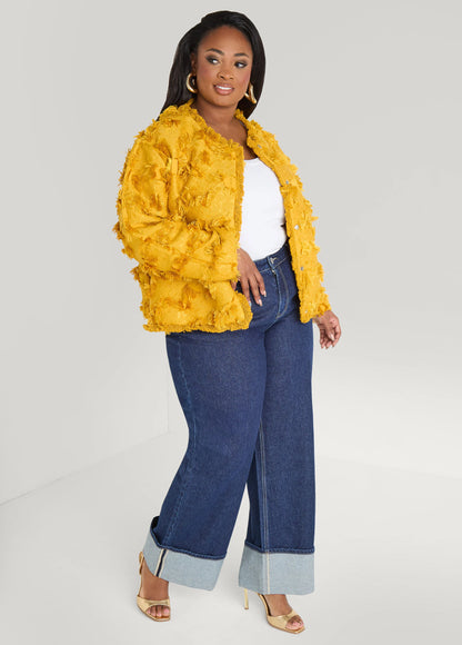 Frayed Textured Twill Jacket
