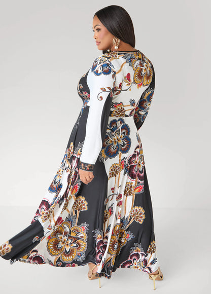 Floral Faux Wrap Maxi Dress