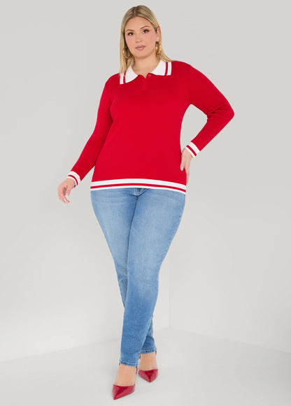 Striped Polo Sweater