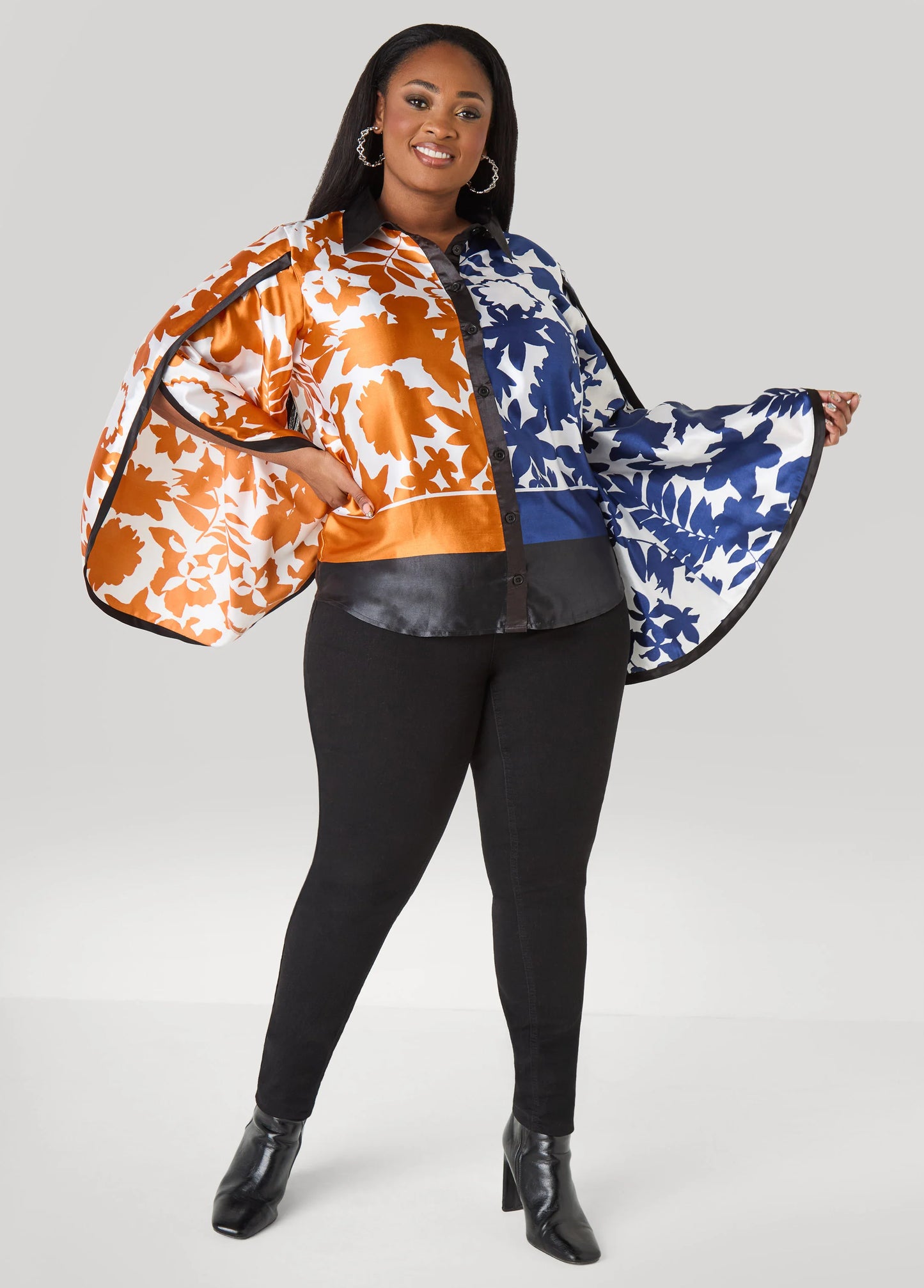 Two Tone Leaf Print Shirt