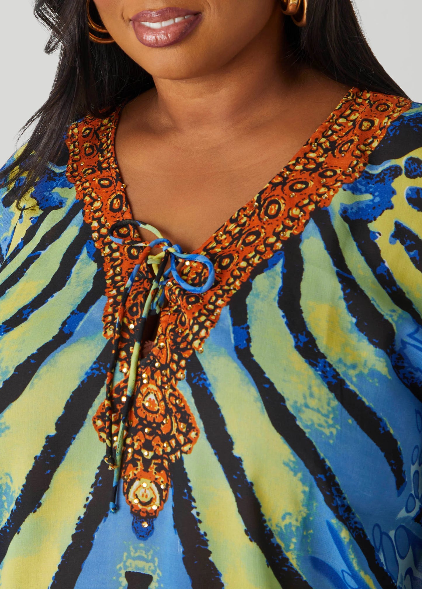 Lace Up Printed Tunic