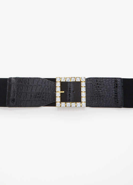 Croc Effect Faux Leather Belt