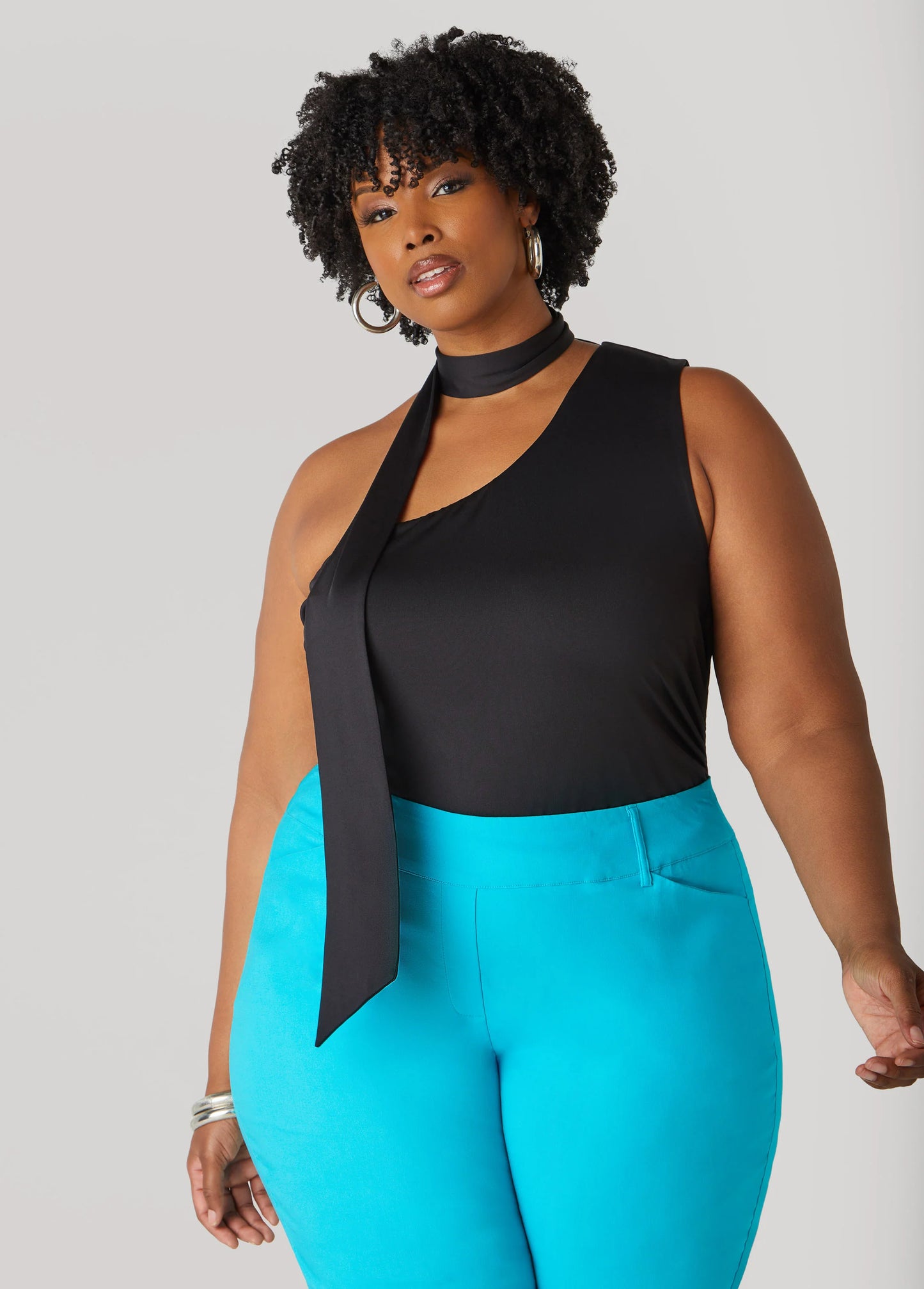 One Shoulder Scarf Neck Top