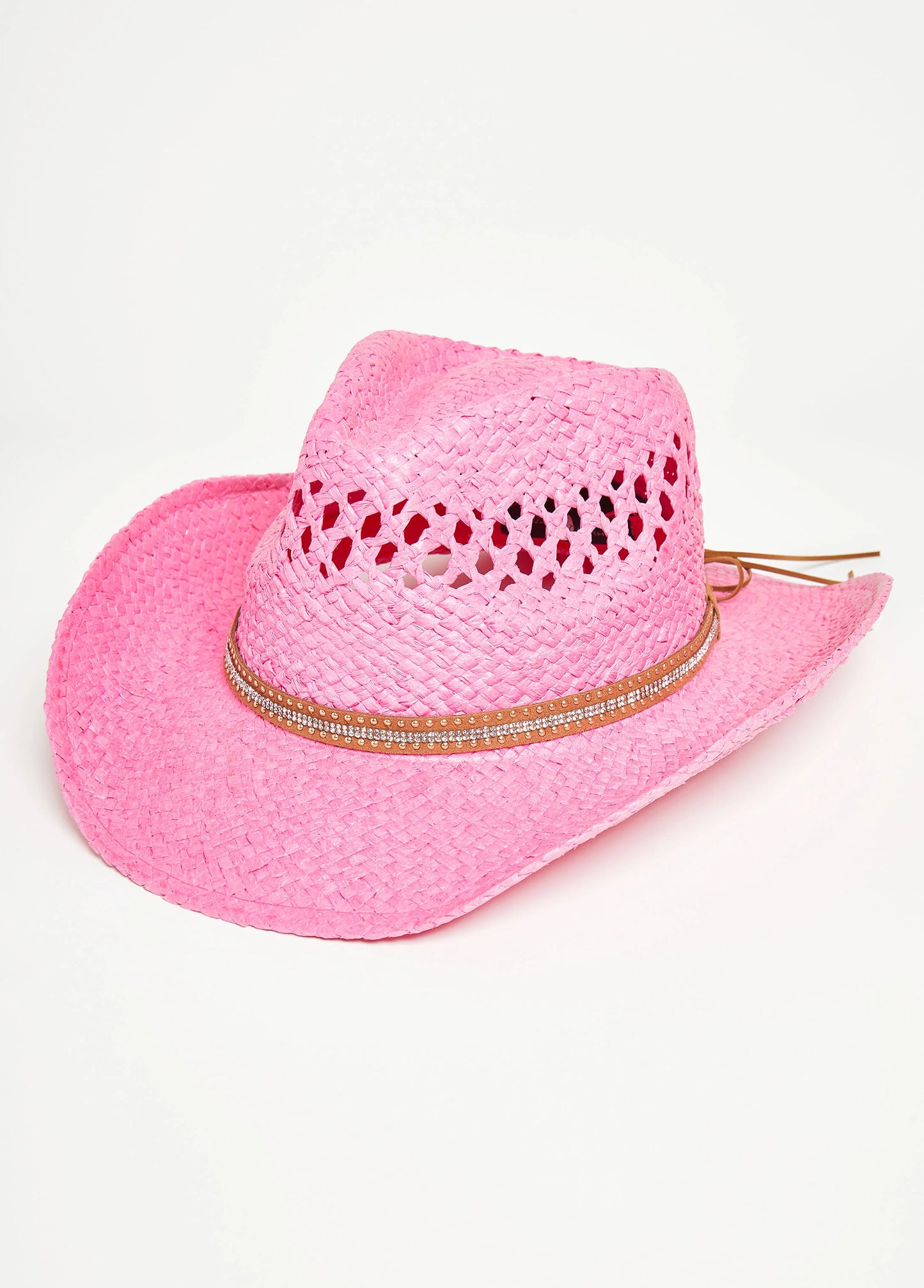 Crystal Trimmed Straw Cowboy Hat