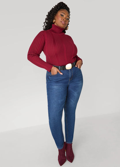 Ribbed Knit Turtleneck Sweater