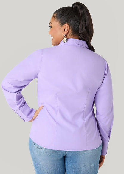 Cotton Blend Collared Shirt
