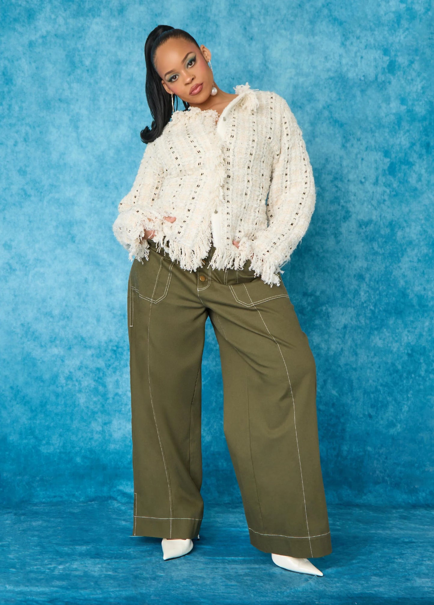Twill Wide Leg Pants