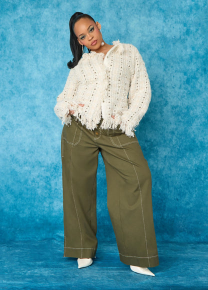 Twill Wide Leg Pants