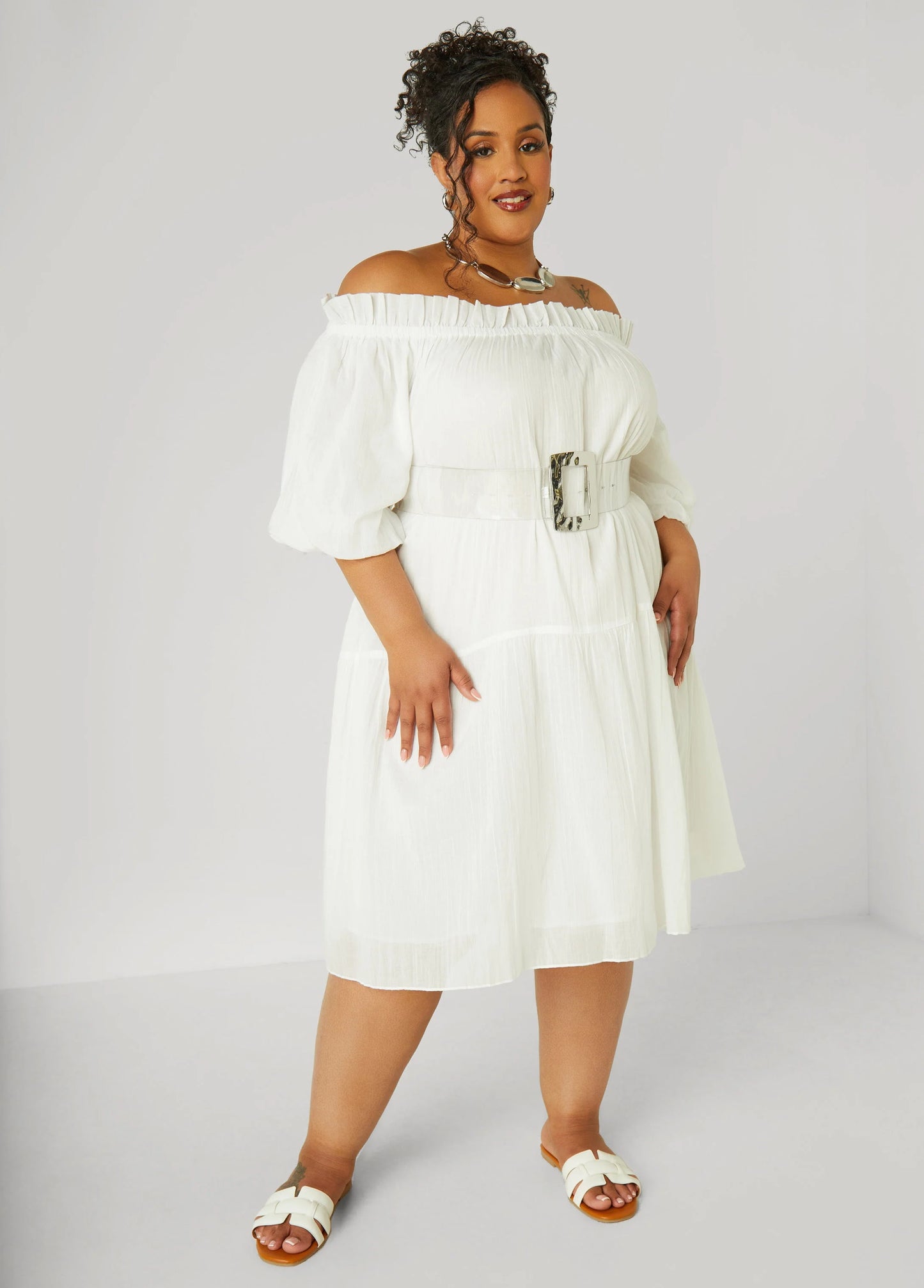 Off The Shoulder Gauze Dress