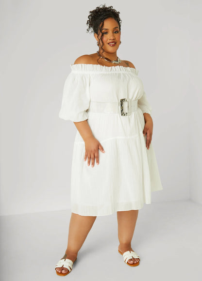 Off The Shoulder Gauze Dress