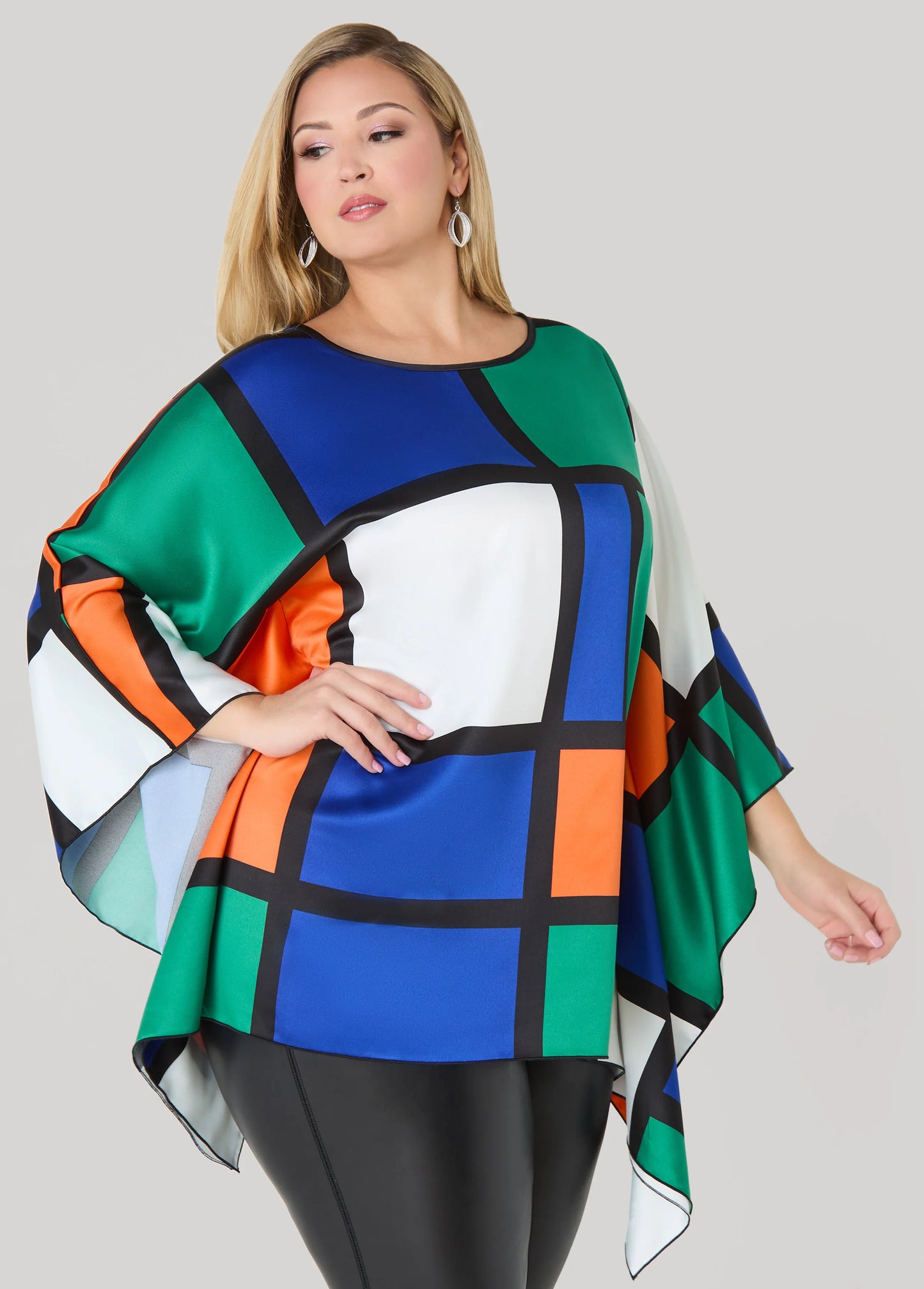 Colorblock Satin Blouse
