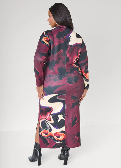 Watercolor Print Maxi Dress