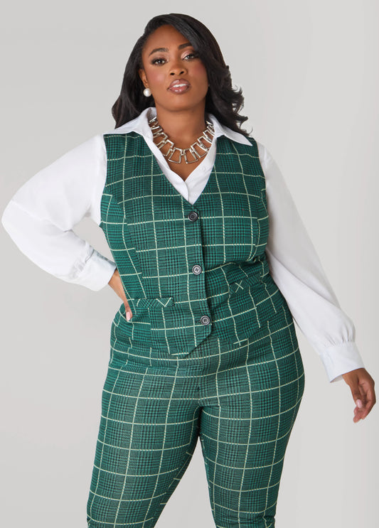 Paneled Plaid Vest